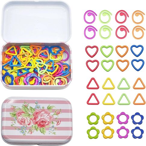 Wonafa 50Pcs Round Metal Stitch Markers,Metal Colorful Crochet Stitch Markers,with Storage Box for Crocheting Clothing Tag DIY Craft Project (Orbicular-50Pcs) in Kuwait