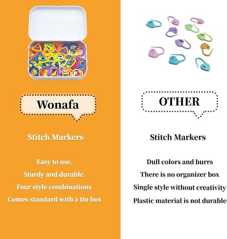 Wonafa 50Pcs Round Metal Stitch Markers,Metal Colorful Crochet Stitch Markers,with Storage Box for Crocheting Clothing Tag DIY Craft Project (Orbicular-50Pcs) in Kuwait