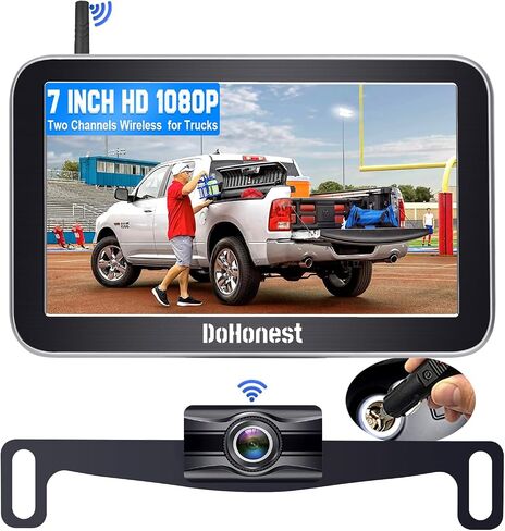 DoHonest Wireless Backup Camera Magnetic: Scratch-Proof Truck Trailer Hitch Rear View Camera HD 1080P No Wiring No Drilling Rechargeable 5 Inch Monitor System for Car RV Camper -V35 in Saudi Arabia