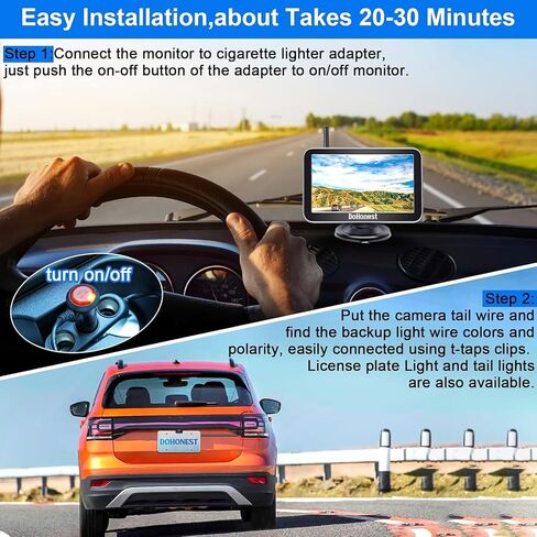 DoHonest Wireless Backup Camera Magnetic: Scratch-Proof Truck Trailer Hitch Rear View Camera HD 1080P No Wiring No Drilling Rechargeable 5 Inch Monitor System for Car RV Camper -V35 in Saudi Arabia