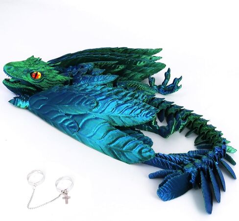 AcoCofe 3D المطبوعة التنين الريش Wyvern Dragon Toys ، 16 بوصة تململ تنين كبير مع أجنحة ، ألعاب كبيرة طباعة على سطح المكتب (الذهب بالليزر) in Kuwait