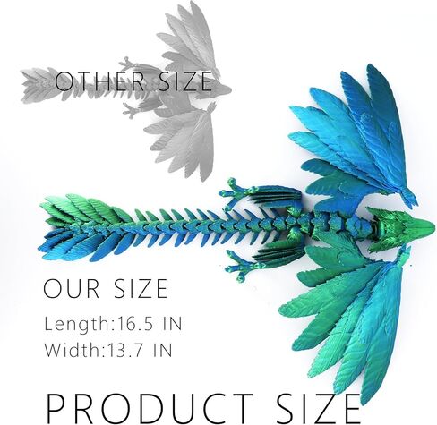 AcoCofe 3D المطبوعة التنين الريش Wyvern Dragon Toys ، 16 بوصة تململ تنين كبير مع أجنحة ، ألعاب كبيرة طباعة على سطح المكتب (الذهب بالليزر) in Kuwait