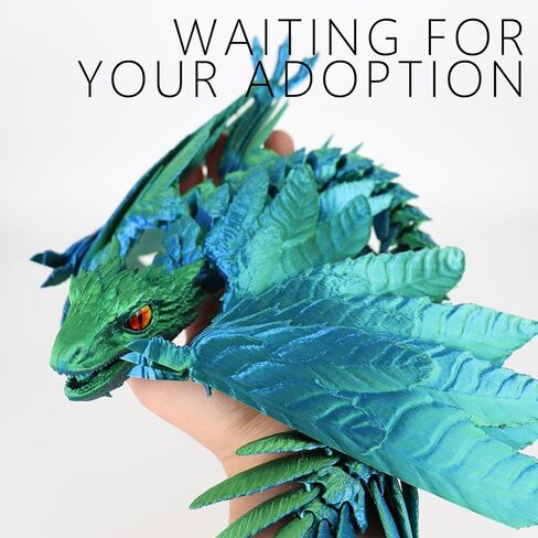 AcoCofe 3D المطبوعة التنين الريش Wyvern Dragon Toys ، 16 بوصة تململ تنين كبير مع أجنحة ، ألعاب كبيرة طباعة على سطح المكتب (الذهب بالليزر) in Kuwait