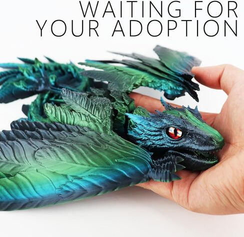 ACOCOFE 3D Printed Dragon Feathered Wyvern Dragon Toys,16 inch Large Fidget Articulated Dragon with Wings,Large Desktop Pet 3D Printed Toys (Laser Gold) in Kuwait