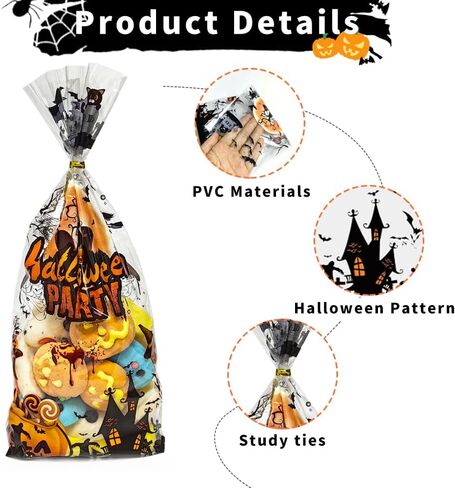 Valentines Cellophane Treat Bags, Valentines Candy Bags, 100 PCS Valentines Goodies Bags, Valentines Plastic Bags with 110pcs Gold Ties, Valentines Gift Bags for Valentines Day Party Favor Supplies in Kuwait