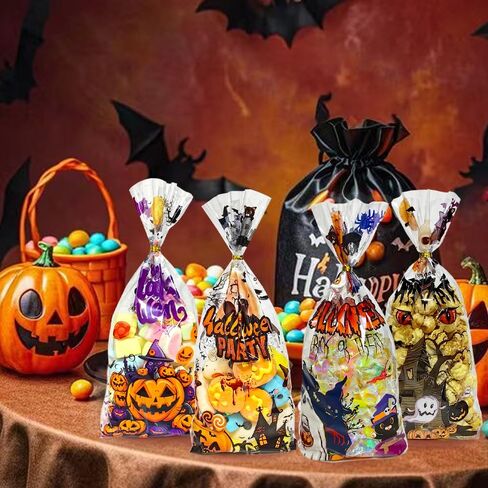 Valentines Cellophane Treat Bags, Valentines Candy Bags, 100 PCS Valentines Goodies Bags, Valentines Plastic Bags with 110pcs Gold Ties, Valentines Gift Bags for Valentines Day Party Favor Supplies in Kuwait