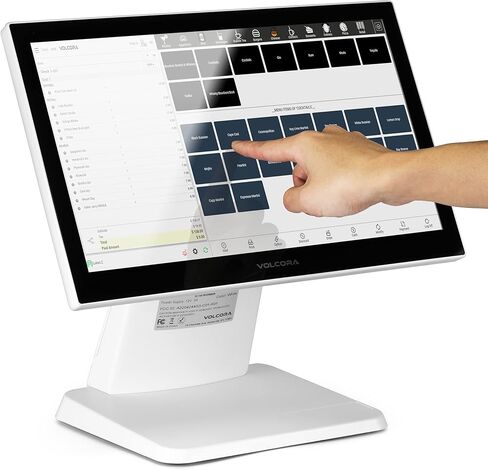 Volcora Retail and Restaurant POS Terminal Machine للأعمال التجارية الصغيرة ، سجل نقود Point of Sale مع Android 11 OS ، 15.6 "و 11.6" شاشة تعمل باللمس المزدوجة ، الأسود ، الأجهزة فقط in Kuwait