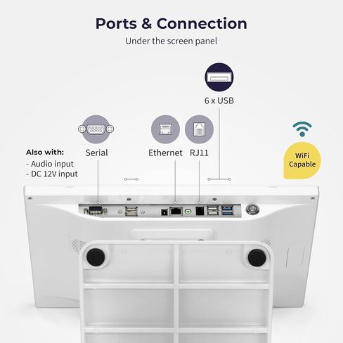 Volcora Retail and Restaurant POS Terminal Machine للأعمال التجارية الصغيرة ، سجل نقود Point of Sale مع Android 11 OS ، 15.6 "و 11.6" شاشة تعمل باللمس المزدوجة ، الأسود ، الأجهزة فقط in Kuwait