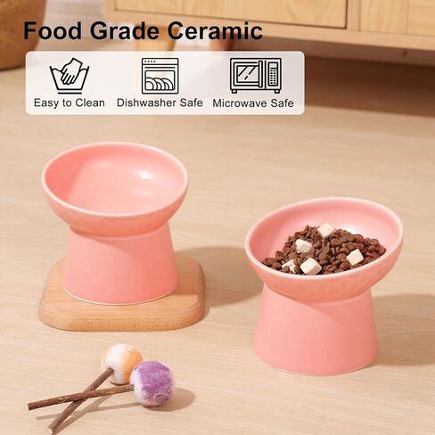 YauYik Raised Cat Bowl Black, Elevated Cat Food Bowls with Tilted Angle, Stress Free, Anti Vomiting, Ceramic Water Bowl for Cats Small Dogs Feeding Dish, 8 Ounces in Kuwait