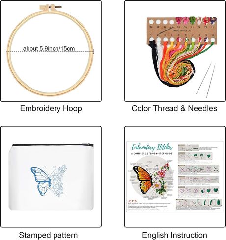 Louise Maelys Embroidery Kit for Beginners,Canvas Makeup Bag,Cross Stitch Kits for Adults,Arts Crafts Needlepoint-Daisy Floral Pattern in Kuwait