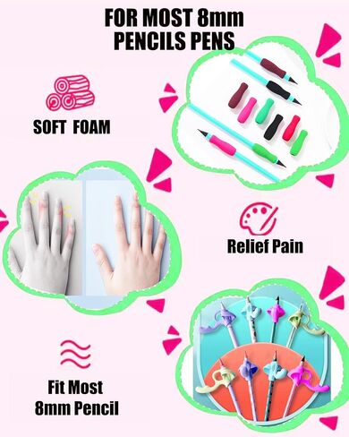 Pencil Grips for Kids Handwriting,10 Pack Pencil Grippers Holder Posture Correction for Preschooler Training, Soft Silicone Foam Pen Writing Aid Tool for Preschooler Kids Students in Saudi Arabia