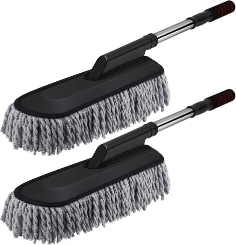 2 Pack Microfiber Car Duster with Extendable Handle for Cleaning Car Dust Brush Set for Car Exterior Interior Cleaning Tools in Saudi Arabia