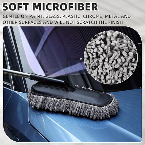 2 Pack Microfiber Car Duster with Extendable Handle for Cleaning Car Dust Brush Set for Car Exterior Interior Cleaning Tools in Saudi Arabia
