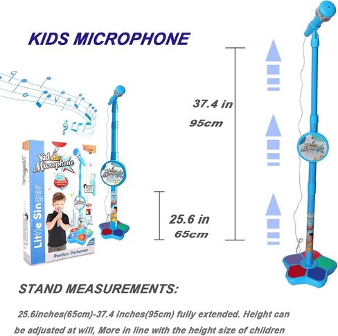 آلة Kids Karaoke مع حامل ميكروفون قابل للتعديل للأطفال واقفا للاستفادة من الغناء المحمول سماعة رأس قابلة للسحب للموسيقى والغناء قاعدة الضوء وميض المسرح ل 3-+ الأولاد الفتيات (الوردي) in Kuwait