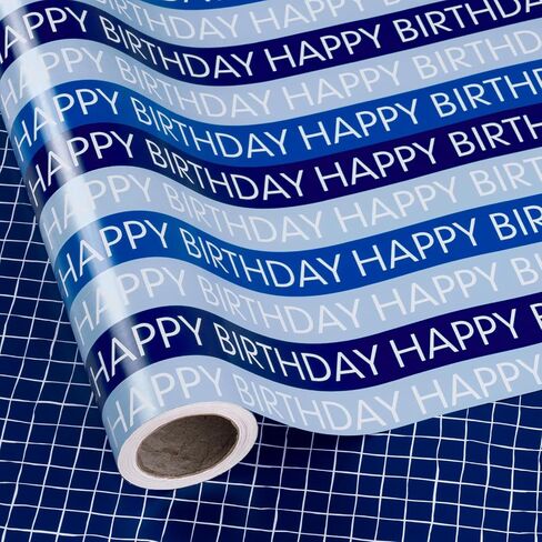 RUSPEPA Birthday Wrapping Paper Roll, Colorful Balloon with Gold Foil Happy Birthday Text Design for Boys Girls, Baby Shower, Party and More, Gift Wrapping Paper, Mini Roll, 17 Inches x 16.4 Feet in Kuwait