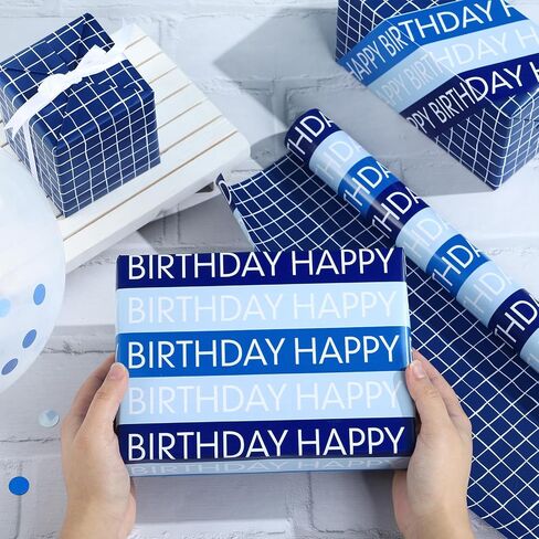 RUSPEPA Birthday Wrapping Paper Roll, Colorful Balloon with Gold Foil Happy Birthday Text Design for Boys Girls, Baby Shower, Party and More, Gift Wrapping Paper, Mini Roll, 17 Inches x 16.4 Feet in Kuwait