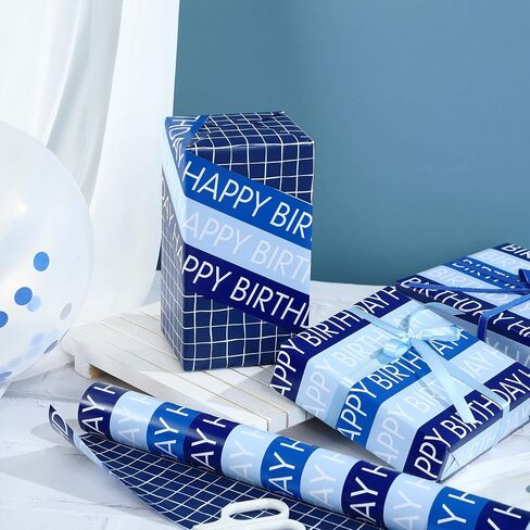 RUSPEPA Birthday Wrapping Paper Roll, Colorful Balloon with Gold Foil Happy Birthday Text Design for Boys Girls, Baby Shower, Party and More, Gift Wrapping Paper, Mini Roll, 17 Inches x 16.4 Feet in Kuwait