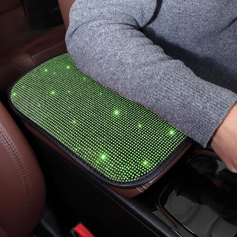 Diamond Center Console Cover Bling Arm Rest Cover for Car Armrest Cover Women Girl 7.5" x 11",Black in Saudi Arabia