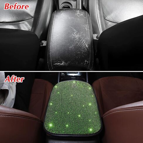 Diamond Center Console Cover Bling Arm Rest Cover for Car Armrest Cover Women Girl 7.5" x 11",Black in Saudi Arabia
