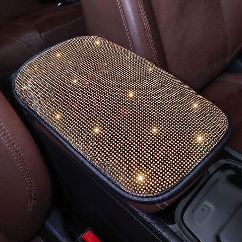 Diamond Center Console Cover Bling Arm Rest Cover for Car Armrest Cover Women Girl 7.5" x 11",Black in Saudi Arabia