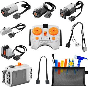 43pcs وظيفة وظيفة الطاقة مجموعة ل Lego Technic: 5 محركات (M/L/XL/Train/Servo) ، 2 مربعات البطارية ، جهاز التحكم عن بُعد ومستقبل الأشعة تحت الحمراء ، مفتاح التحكم ، الكابل ، مجموعة أدوات البناء ... هدية عيد ميلاد للأطفال والكبار