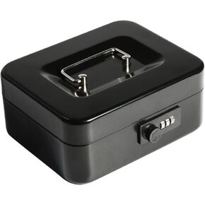 Safe Metal Cash Box with Combination Lock, Decaller Large Lock Storage Money Box with Money Cash Tray, 11 4/5" x 9 2/5" x 3 1/2", QH3002L Blue