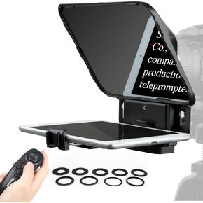 Desview T12s Teleprompter 12.9 بوصة، مرآة عالية الدقة جميع أجهزة التلقن المعدنية القابلة للرفع مع جهاز تحكم عن بعد وتطبيق iOS/Android لكاميرات DSLR/كاميرا الفيديو/كاميرا الويب ذات الزاوية الواسعة لتصوير الفيديو