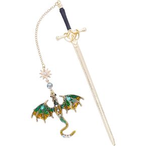 Fantasy Fourth Wing Bookmark - Sward Dragon Book Mark for Men Vintage Tassel Metal Pendant Antique Silver Blue Book Marker Reading Gifts Birthday Teacher Friends Thanks Christmas Present in Kuwait