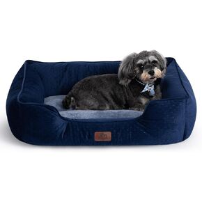 Hollypet Dog Bed Cat Beds for Medium Small Dogs/Puppy Indoor Cats, Microwave Quilted Rectangle Washable Soft Calming Sleeping Durable Pet Cuddler Bed with Anti-Slip Bottom, S, Beige Gray