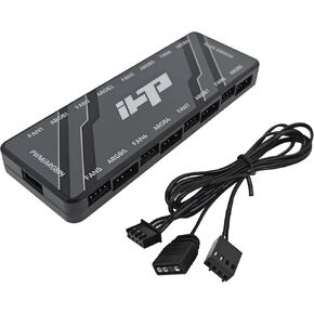 ARGB Fan Hub,5V3pin ARGB&12V4pin PWM,2in1 Integrated PWM Fan Hub Total 16 Ports, SATA Power, Control Up to 8 Chassis ARGB Case Fans.