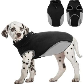 AOFITEE Dog Fleece Sweater, Extra Large Dog Fleece Sweater for Large Dogs, Warm Dog Fleece Vest Jacket with D-Ring, Stretchy Dog Pullover Sweatshirt Girls Boys for Labrador, Rottweiler, Black XL
