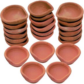 TIED RIBBONS 24 pcs Handmade Clay Diya for Diwali | Traditional Homemade Diyas Tealight | Indian Oil Lamp | Diwali Decorations for Home | Terracotta Diyas | Diwali Gifts
