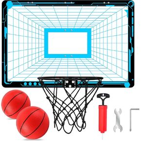 Upgrade Basketball Hoop Set - Extra Large 26" x 17" Pro Indoor Basketball Hoop for Door & Wall with 2 Balls, Complete Accessories, Basketball Toy Gift Perfect for Teenager Adults Red