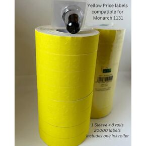 1131 Pricemarking labels compatible for Monarch 1131 labellers, 8 rolls = 20000 Label (YELLOW FLURO)