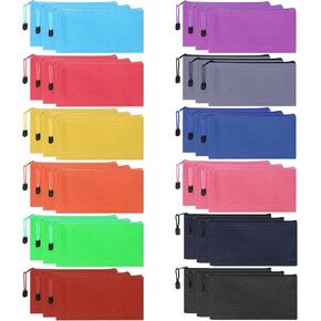 48pcs Zipper Pouches - Pencil Pouch 9.2x4.5 Inches Pencil Case ,Bill Size Pencil Box - Waterproof Pencil Bags Small Organizing Bags in 12 Colors for Office Supplies Storage and Travel Accessories