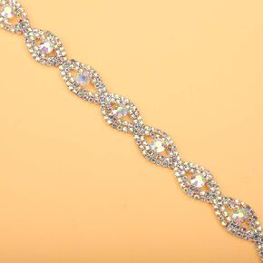 Hilitand 1 Yard Rhinestone Chain Farmarling Ribbon Ribbon Claw Decor Decor 1.5cm حزام عريض من ذوي الأطواق الرئيسية للخياطة (Silver White Rhinestone) Trim Rhinestone