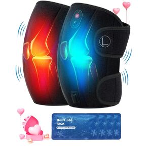 CooCoCo Knee Massager for Pain Relief, Heated Knee Wrap with Vibration, Heating Pad for Knee, Elbows, Calf, 45min Auto Off, Knee Brace with Ice Pack, Gifts for Fathers from Daughter