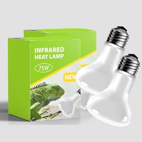 2 Pack Reptile Heat Lamp Bulbs 75W, Day and Night Basking Spot Heating Lamp Bulb UVA Natural Sunlight Moonlight Infrared Heat Lamp Bulb Emitter for Reptile Turtle Bearded Dragon Gecko Lizard Snake