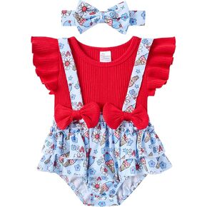 UNICOMIDEA Baby Girls Clothes 0-18 Months Outfits Ruffle Sleeve Newborn Onesie Romper With Headband