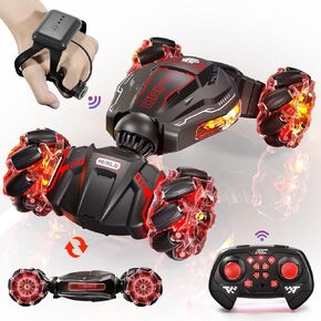 سيارة التحكم عن بعد ، 2.4 جيجا هرتز 4WD الإيماءات استشعار RC STUNT سيارة ، انجراف يدوي سيارات تويست مع الضوء والموسيقى ، هدايا عيد ميلاد باردة للأطفال الأولاد العمر 6 7 8 9 10 11 12 سنة (الأزرق)