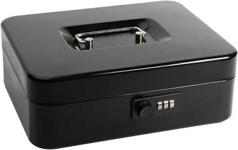 مربع أموال معدنية آمنة مع قفل مزيج ، مربع أموال تخزين كبير القفل مع أموال صينية نقدية ، 11/5 "× 9 2/5" × 3 1/2 "، QH3002L Blue in Kuwait