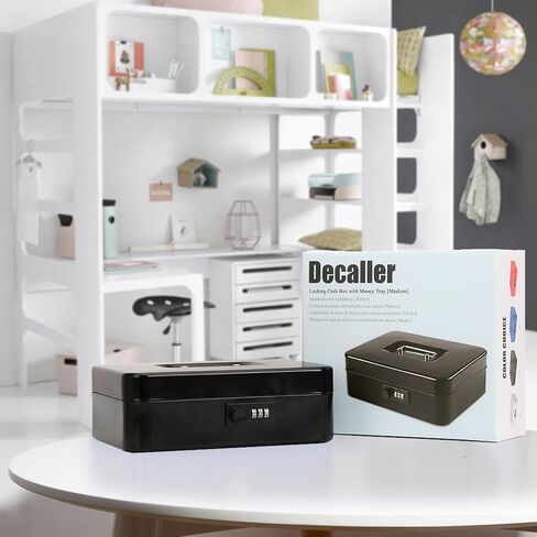 مربع أموال معدنية آمنة مع قفل مزيج ، مربع أموال تخزين كبير القفل مع أموال صينية نقدية ، 11/5 "× 9 2/5" × 3 1/2 "، QH3002L Blue in Kuwait