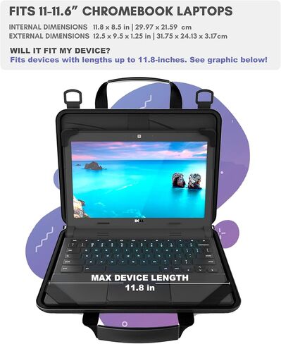 11-11.6 بوصة الواقية دائمًا على chromebook علبة صلبة مع حزام كتف قابل للتعديل ومقابض حمل in Kuwait