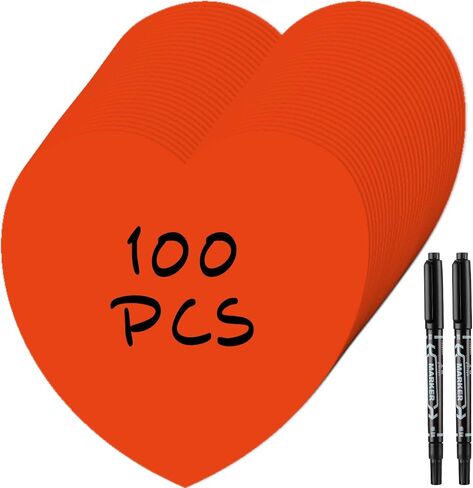Qilery 100 Pcs 6 Inch Large Heart Cutouts with 2 Pcs Marker Pens Valentine's Day Paper Cutouts Heart Bulletin Board Decoration for Kids Classroom Craft Projects(Pink, White, Red) in Kuwait