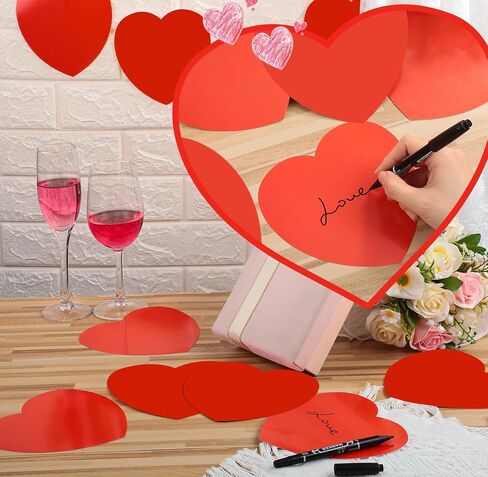 Qilery 100 Pcs 6 Inch Large Heart Cutouts with 2 Pcs Marker Pens Valentine's Day Paper Cutouts Heart Bulletin Board Decoration for Kids Classroom Craft Projects(Pink, White, Red) in Kuwait