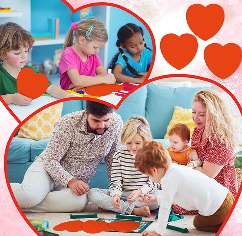 Qilery 100 Pcs 6 Inch Large Heart Cutouts with 2 Pcs Marker Pens Valentine's Day Paper Cutouts Heart Bulletin Board Decoration for Kids Classroom Craft Projects(Pink, White, Red) in Kuwait