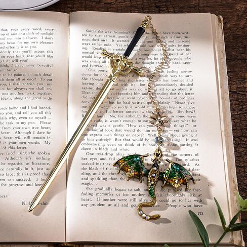 Fantasy Fourth Wing Bookmark - Sward Dragon Book Mark for Men Vintage Tassel Metal Pendant Antique Silver Blue Book Marker Reading Gifts Birthday Teacher Friends Thanks Christmas Present in Kuwait