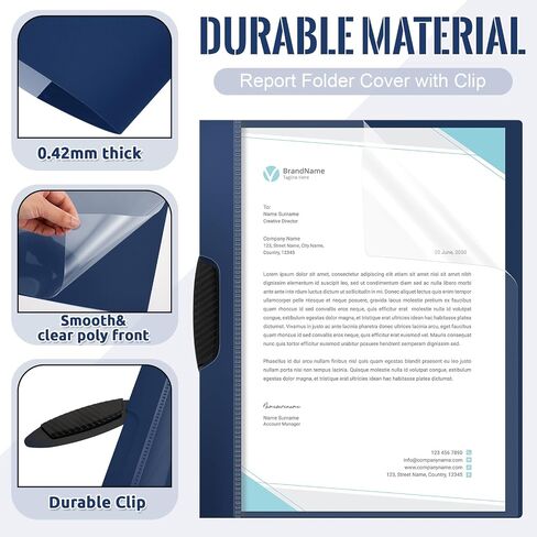 Teling 48 Pcs Clear Report Covers with Clip Plastic Presentation Covers 9.4 x 11.8 Inches Presentation Folders Paper Binder for Classroom Business Files Document School Office (Black) in Saudi Arabia