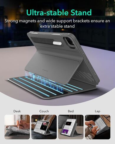 ESR for iPad Pro 13 Inch Case M4(2024), iPad Pro 13 Rotating Case with Removable Magnetic Cover, Adjustable Portrait/Landscape Stand with Raised Screen View, 9 Standing Angles, Shift Series, Black in Saudi Arabia