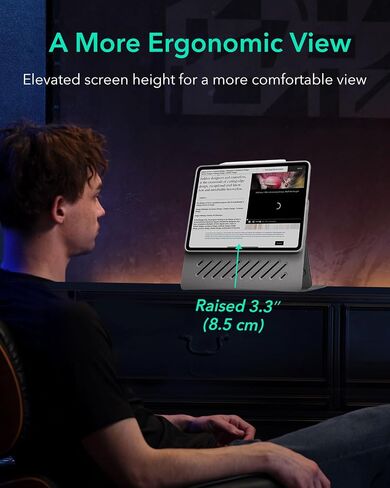 ESR for iPad Pro 13 Inch Case M4(2024), iPad Pro 13 Rotating Case with Removable Magnetic Cover, Adjustable Portrait/Landscape Stand with Raised Screen View, 9 Standing Angles, Shift Series, Black in Saudi Arabia
